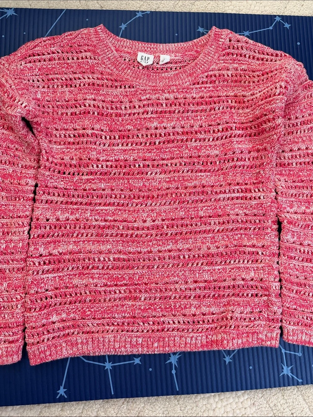 GAP Pink Open-Weave Crewneck Sweater